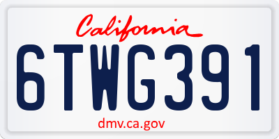 CA license plate 6TWG391