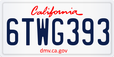 CA license plate 6TWG393