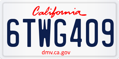 CA license plate 6TWG409