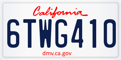 CA license plate 6TWG410