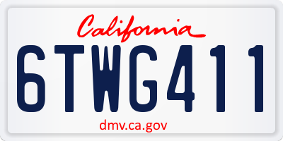 CA license plate 6TWG411