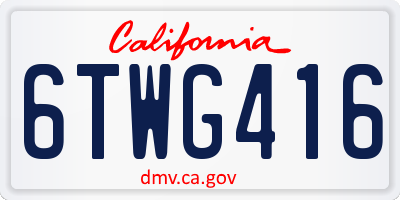 CA license plate 6TWG416