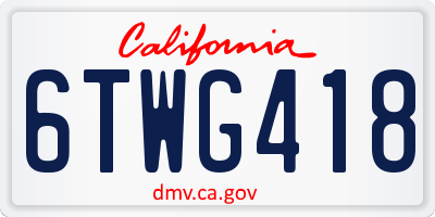 CA license plate 6TWG418