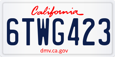 CA license plate 6TWG423