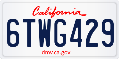CA license plate 6TWG429