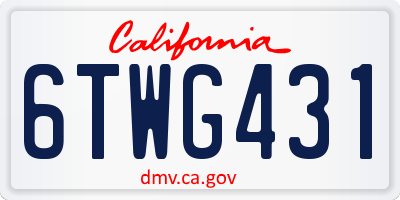 CA license plate 6TWG431