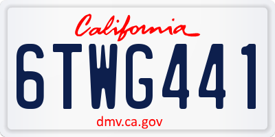 CA license plate 6TWG441