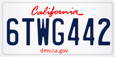 CA license plate 6TWG442