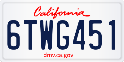 CA license plate 6TWG451