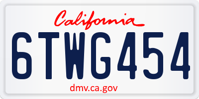 CA license plate 6TWG454
