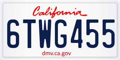 CA license plate 6TWG455