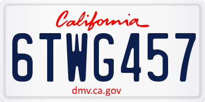 CA license plate 6TWG457