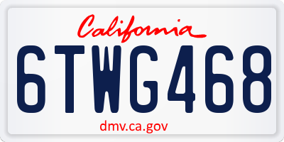 CA license plate 6TWG468