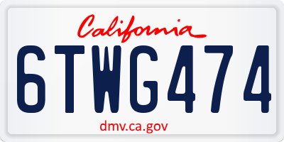 CA license plate 6TWG474