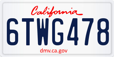 CA license plate 6TWG478