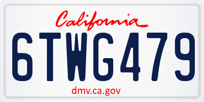 CA license plate 6TWG479
