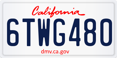 CA license plate 6TWG480