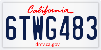 CA license plate 6TWG483
