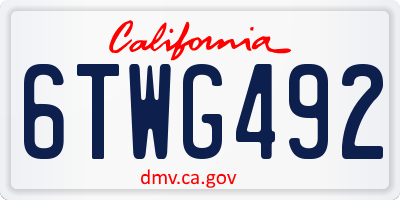 CA license plate 6TWG492