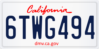 CA license plate 6TWG494