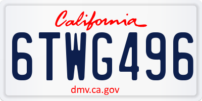CA license plate 6TWG496