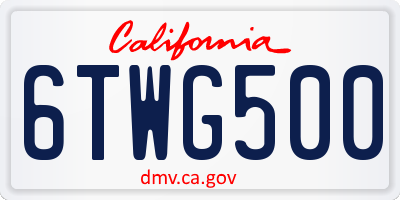 CA license plate 6TWG500