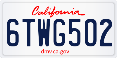 CA license plate 6TWG502