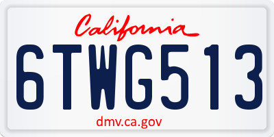 CA license plate 6TWG513