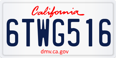 CA license plate 6TWG516