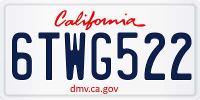 CA license plate 6TWG522