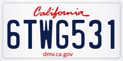 CA license plate 6TWG531