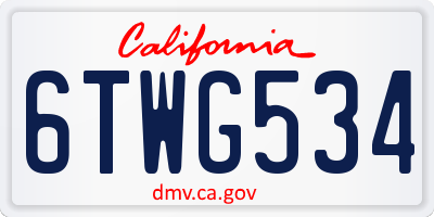 CA license plate 6TWG534