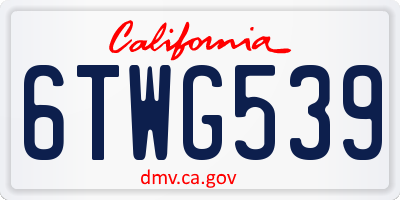CA license plate 6TWG539