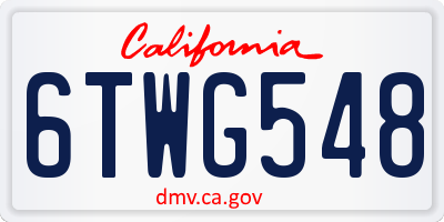 CA license plate 6TWG548