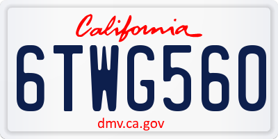 CA license plate 6TWG560