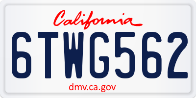 CA license plate 6TWG562