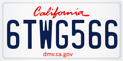 CA license plate 6TWG566