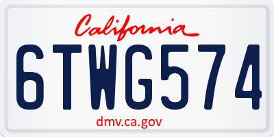 CA license plate 6TWG574