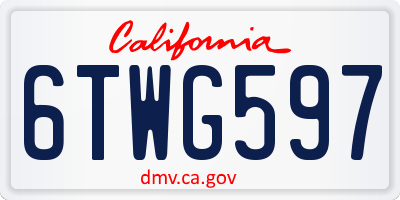 CA license plate 6TWG597