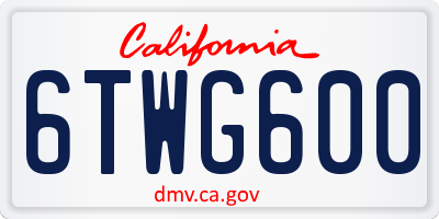 CA license plate 6TWG600