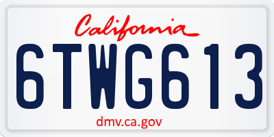CA license plate 6TWG613