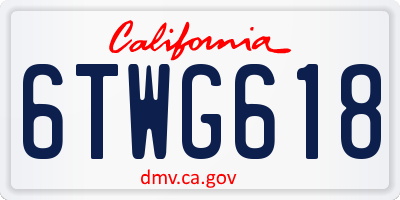 CA license plate 6TWG618