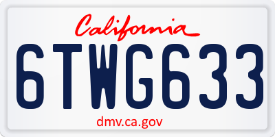 CA license plate 6TWG633