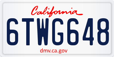 CA license plate 6TWG648