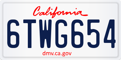 CA license plate 6TWG654