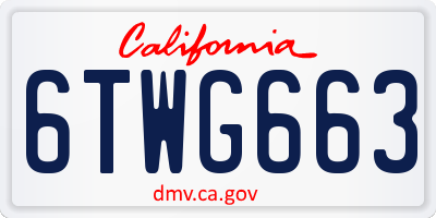 CA license plate 6TWG663