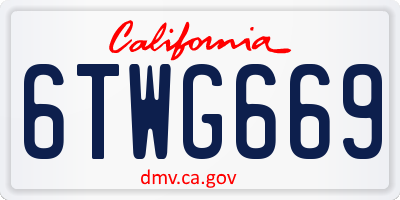 CA license plate 6TWG669