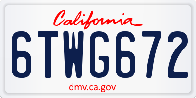 CA license plate 6TWG672