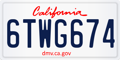 CA license plate 6TWG674