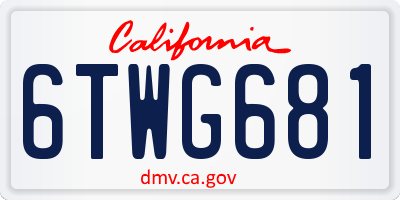 CA license plate 6TWG681
